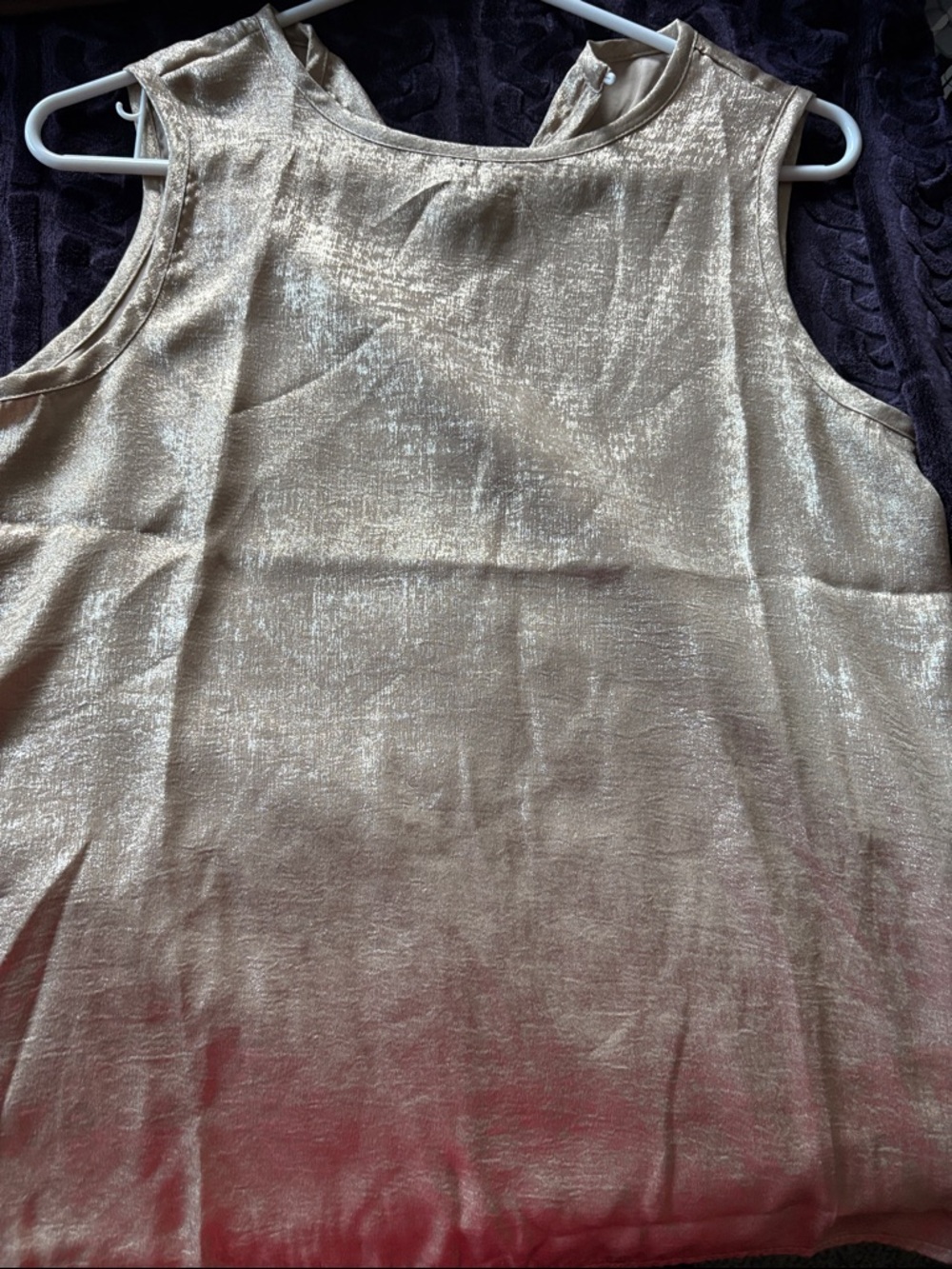 SHEIN Shimmer Sleeveless Metallic Champagne Top